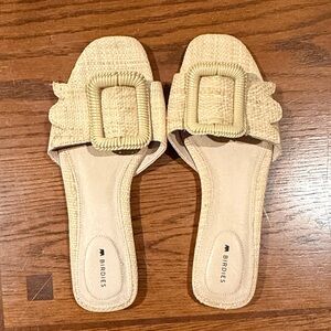 Birdies Tan Buckle Slide Sandals